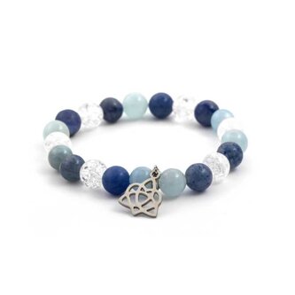 Korálkový náramek z akvamarínu, aventurínu a křišťálu MINK40/17 Agato