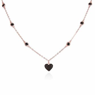 Stylový bronzový náhrdelník s černými zirkony AGS1583/47-BK-ROSE Agato