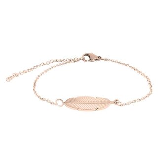 Stylový růžově zlacený náramek s peříčkem Troli