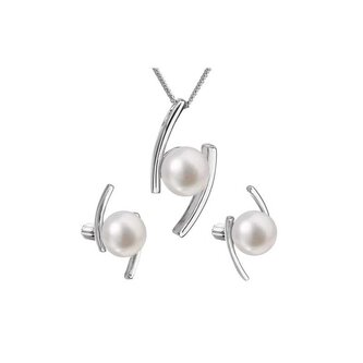 Souprava stříbrných šperků s pravými perlami Pavona 29039.1B (náušnice, řetízek, přívěsek) Evolution Group