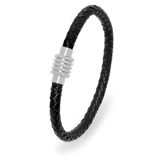 Černý kožený náramek pro muže Leather Troli / Délka: 21 cm