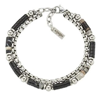 Dvojitý pánský náramek s achátem ACBR2BBNGR Amen