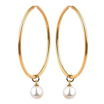 Pozlacené kruhové náušnice s perlou 2v1 VJMS002ER Troli