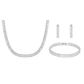 Dámská sada tenisových šperků s čirými krystaly (náhrdelník, náramek, náušnice) Troli