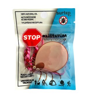 Stop klíšťatům pletený náramek  Bílá / Šedá