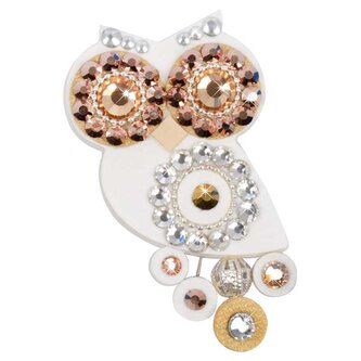 Malá soví brož bílo-zlatá Sovičky