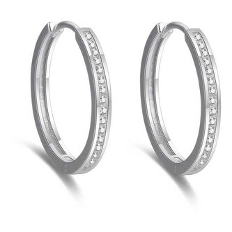 Elegantní kruhové náušnice ze stříbra AGUC2270 Beneto / Průměr: 3 cm