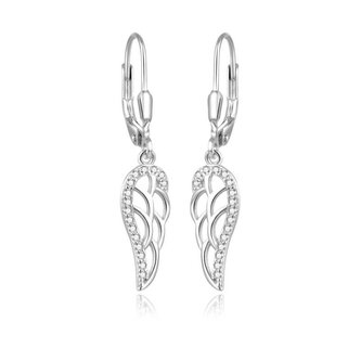 Elegantní stříbrné náušnice s čirými zirkony Andělská křídla AGUC2585L Beneto