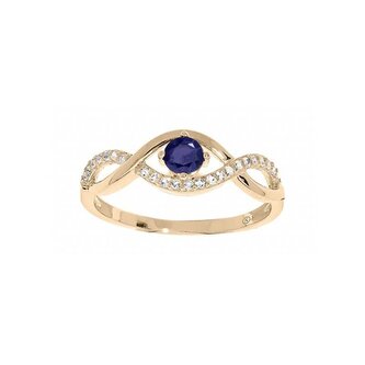 Půvabný pozlacený prsten s modrým zirkonem PO/SR00716N Troli / Obvod: 54 mm - 54 mm