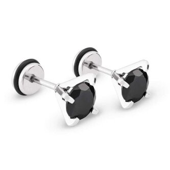 Módní ocelové náušnice s černými krystaly KS-138 Troli
