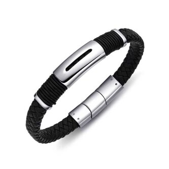 Moderní pánský náramek z kůže a oceli B1000150 Diverse