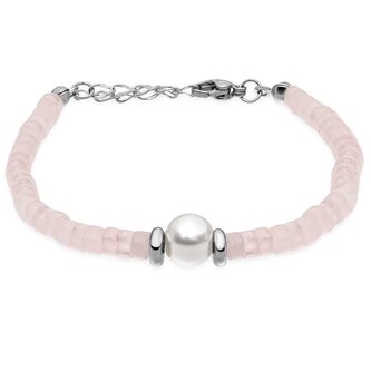 Něžný růžový korálkový náramek s perličkou VESB0712S-C-PET Troli