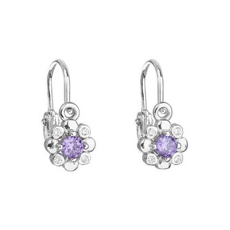 Stříbrné dětské náušnice s fialkovými zirkony 11174.3 Evolution Group
