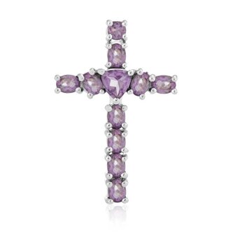 Stříbrný přívěsek s ametystem Křížek AMEAGH1 Beneto Exclusive