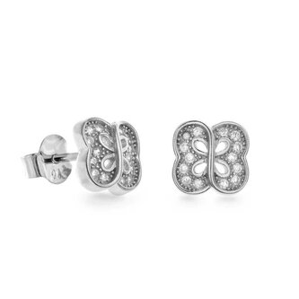 Půvabné stříbrné náušnice s kubickými zirkony AJNS0026 Again Jewelry