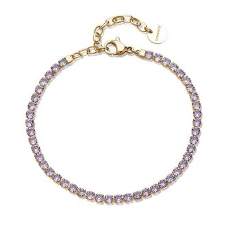 Tenisový pozlacený náramek s fialovými zirkony Desideri BEI104 Brosway