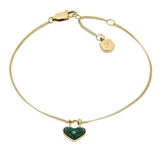 Pozlacený náramek Malachitové srdce Modern Meadows JF04858710 Fossil