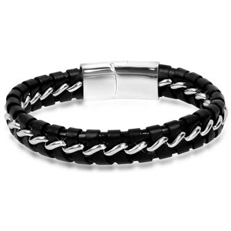 Proplétaný kožený náramek Leather Troli / Délka: 21 cm