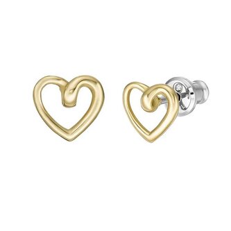 Krásné pozlacené náušnice srdíčka Sawyer JOF00930710 Fossil