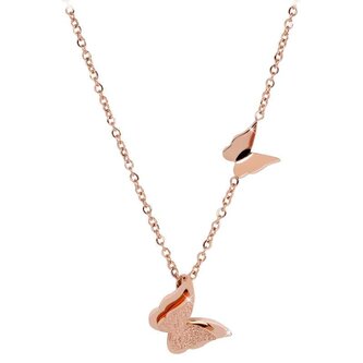 Růžově pozlacený motýlí náhrdelník Metal Butterfly KNSC-257-RG Troli