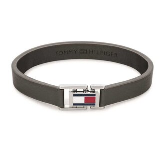 Šedý kožený náramek s ocelovým zapínáním 2790428 Tommy Hilfiger