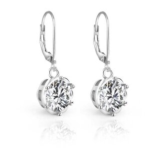 Výrazné stříbrné náušnice se zirkony AGUC2624 Beneto