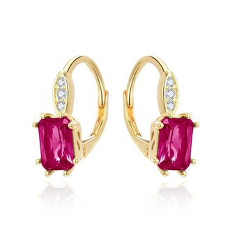 Stříbrné náušnice s červeným krystalem AGUC3350R-GOLD Beneto