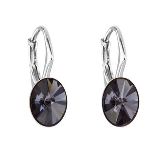 Blyštivé oválné náušnice s krystaly Swarovski 31276.3 graphite Evolution Group