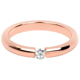 Něžný růžově pozlacený ocelový prsten s krystalem Troli / Obvod: 50 mm - 50 mm