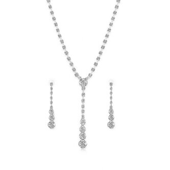 Elegantní sada dámských šperků s čirými krystaly (náhrdelník, náušnice) Troli