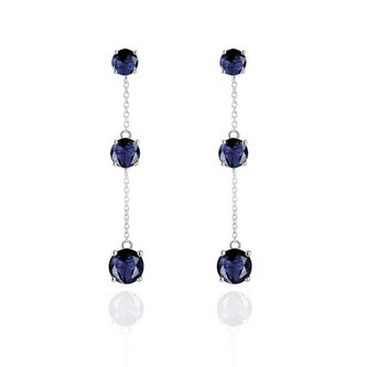 Elegantní stříbrné náušnice se safíry SAFAGUP2718 Beneto Exclusive
