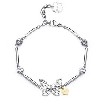 Půvabný bicolor náramek s krystaly Motýl Chakra BHKB170 Brosway
