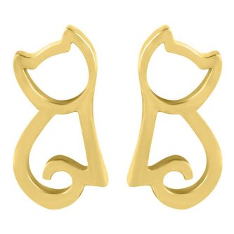 Moderní pozlacené náušnice Kočka Troli