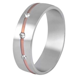 Dámský bicolor prsten z oceli SPD07 Beneto Exclusive / Obvod: 55 mm - 55 mm