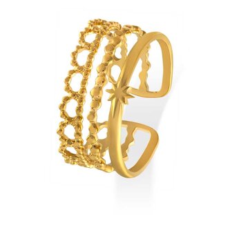 Slušivý pozlacený prsten z oceli Troli