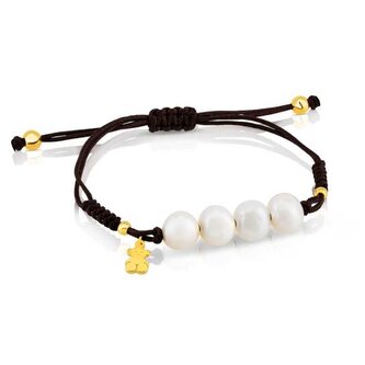 Tmavě hnědý náramek s perlami Nudos 313031510 Tous