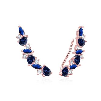 Blyštivé podélné náušnice s modrými zirkony AGUP3299DB-ROSE Beneto