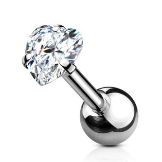 Ocelová piercingová náušnice s krystalem Srdíčko Troli