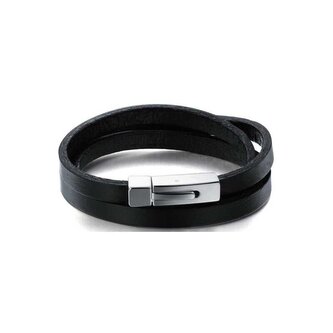 Trojitý hladký kožený náramek Leather Troli