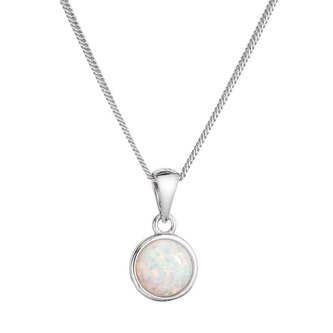Stříbrný náhrdelník se syntetickým bílým opálem 12077.1 white Evolution Group