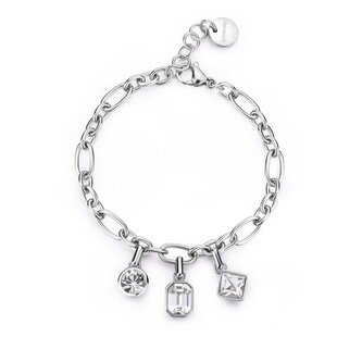 Třpytivý ocelový náramek s přívěsky Symphonia BYM191 Brosway