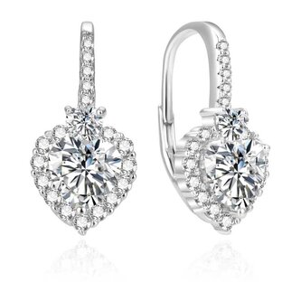 Blyštivé stříbrné náušnice Srdíčka AGUC389L Beneto