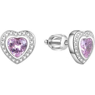 Třpytivé srdíčkové náušnice AGUP1500S Beneto