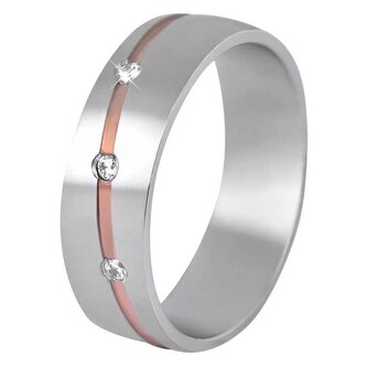 Dámský bicolor prsten z oceli SPD07 Beneto Exclusive / Obvod: 56 mm - 56 mm