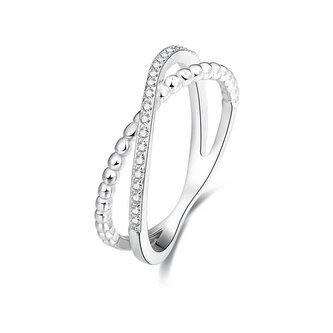 Dvojitý prsten ze stříbra AGG145 Beneto / Obvod: 58 mm - 58 mm