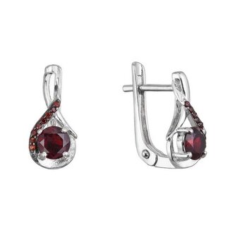 Visací stříbrné náušnice s pravými granáty 11495.3 Evolution Group