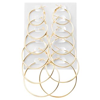 Sada pozlacených kruhových náušnic Gold (6 párů) Troli