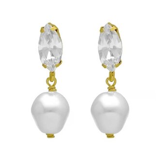 Třpytivé pozlacené náušnice s barokní perlou Purpose A4657-07DT Victoria Cruz