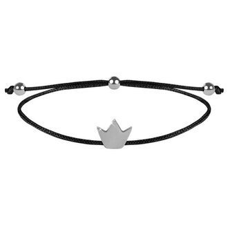 Šňůrkový náramek Korunka černá/ocelová Troli