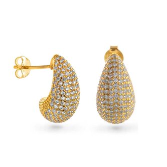 Pozlacené náušnice s kubickými zirkony Tear Drop AJNS0060 Again Jewelry